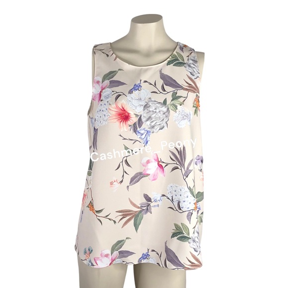 Amanda Uprichard Cream Floral Tank Top - Picture 1 of 9